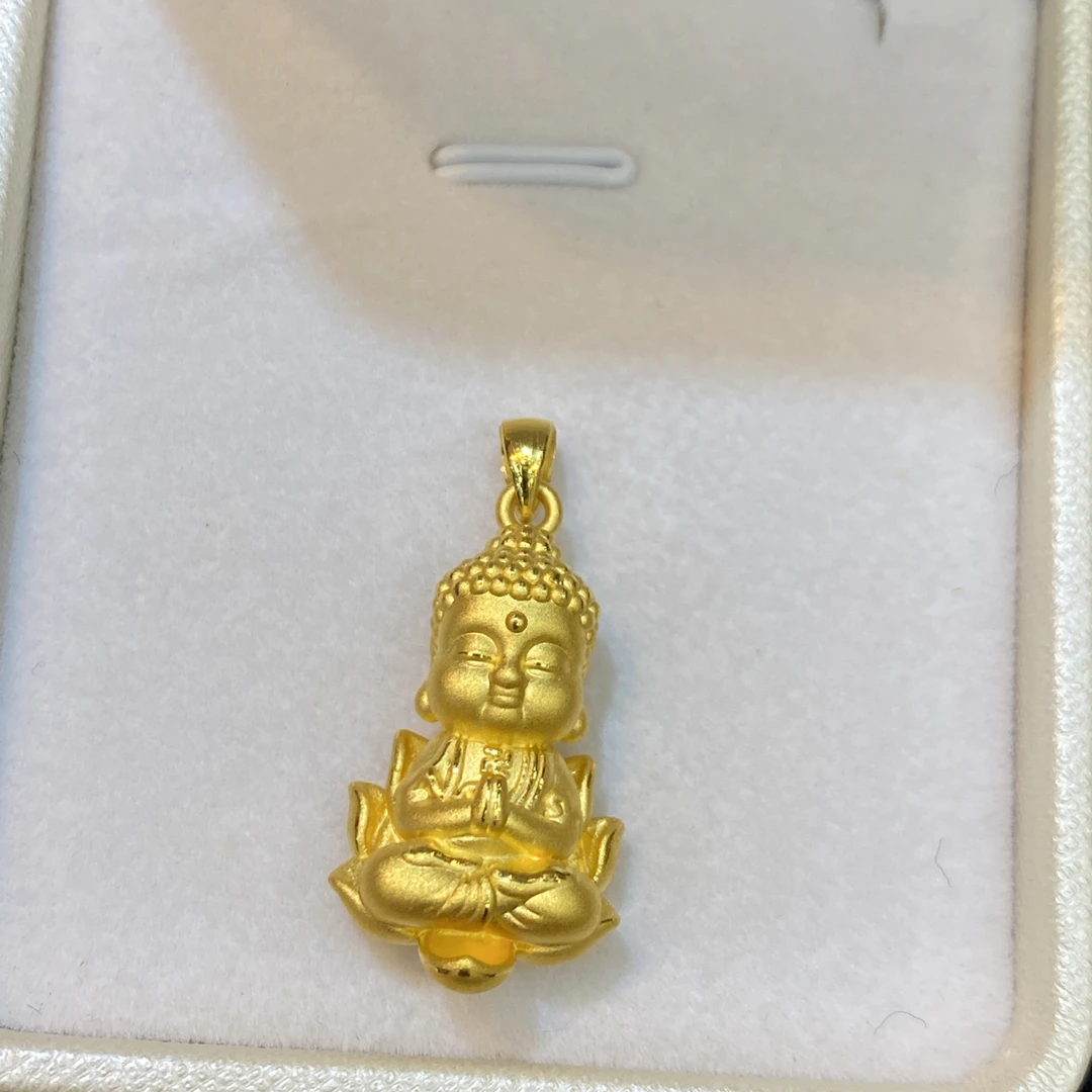 足金999莲花佛吊坠