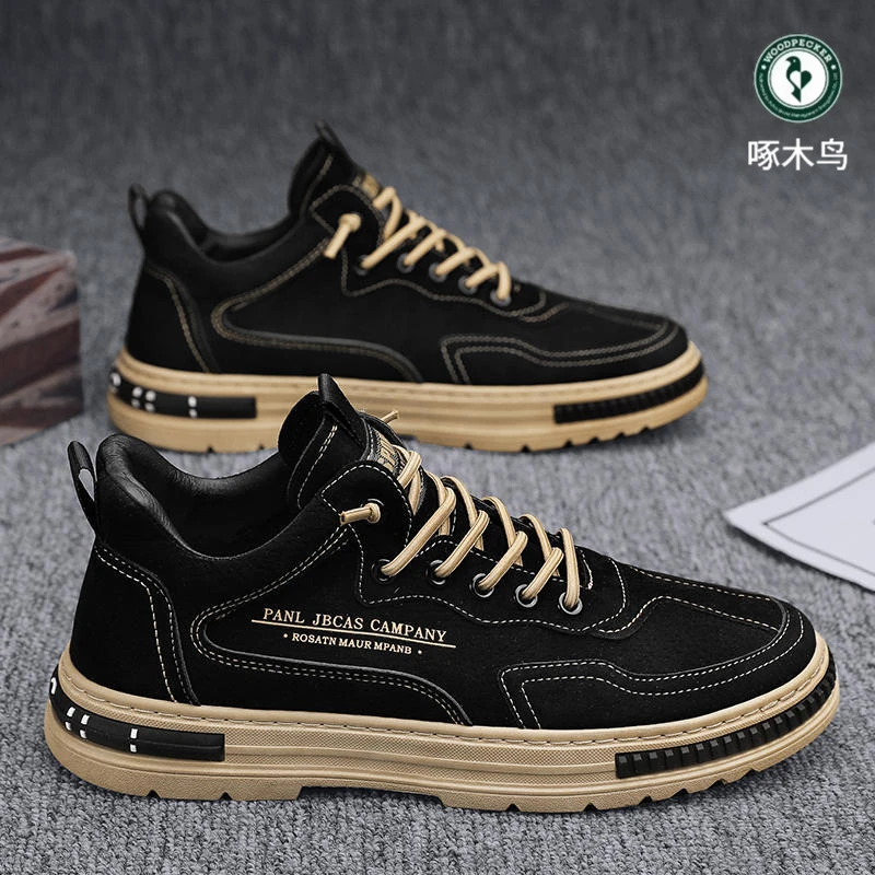 啄木鸟男鞋夏季透气厨房工作上班防滑防水耐磨劳保潮鞋男士黑色鞋