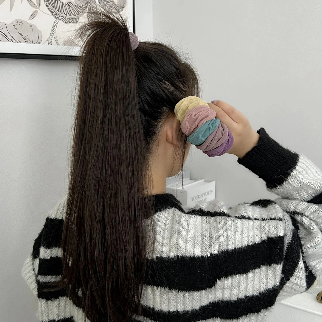 秋冬美拉德色系宽边无接缝发圈高弹力扎头皮筋不伤发高弹力绑头绳