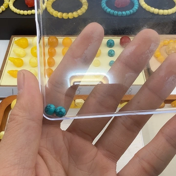 绿松网花纹单颗一对