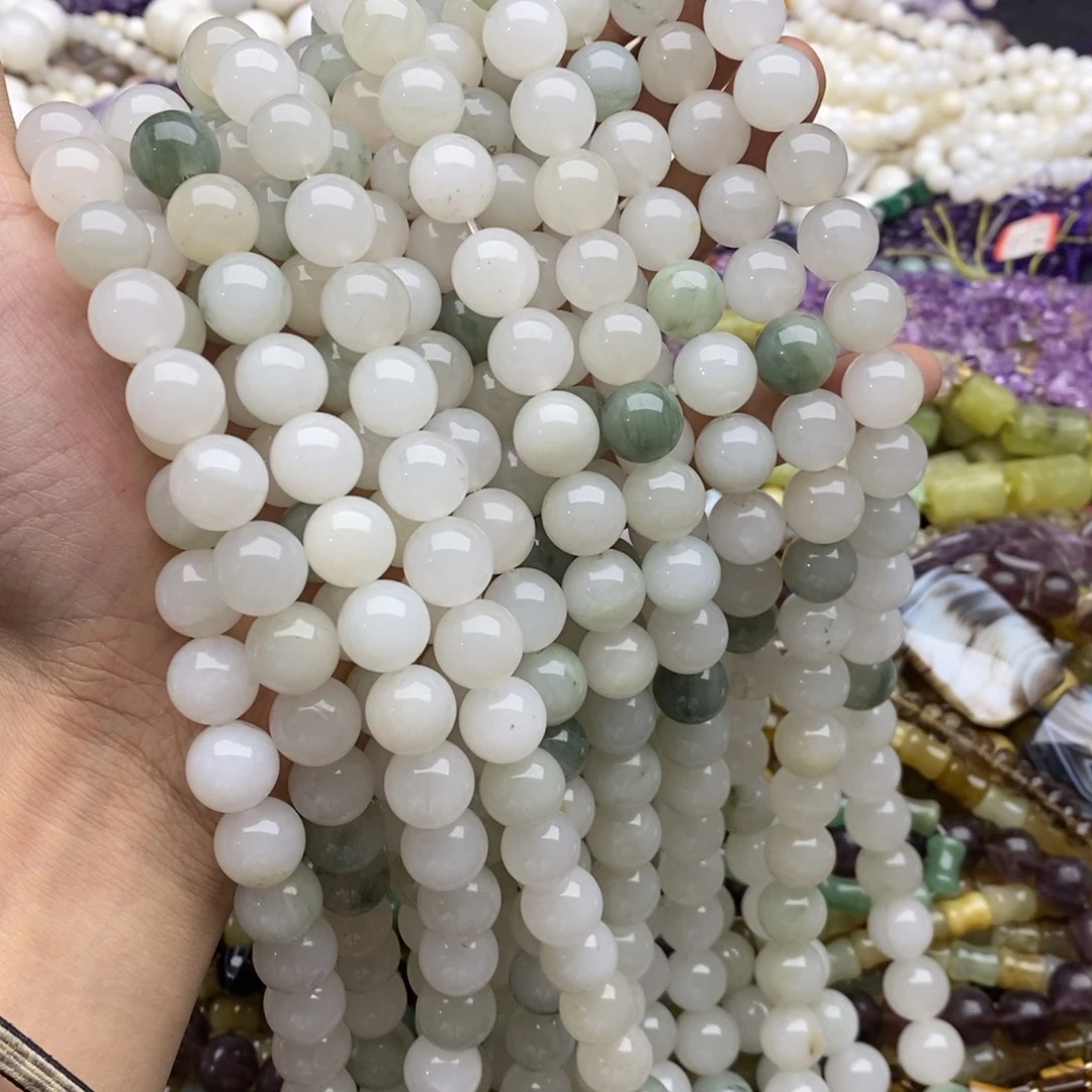 未镶嵌玛瑙/玉髓珠宝半成品一条天然12mm天山翠圆珠