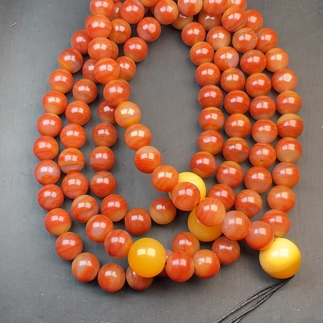 石英质玉（黄龙玉）未镶嵌12mm➕108颗珠串（多4颗配饰）