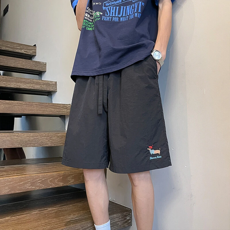 夏季小狗短裤男薄款宽松速干潮牌情侣高街裤子户外运动百搭五分裤
