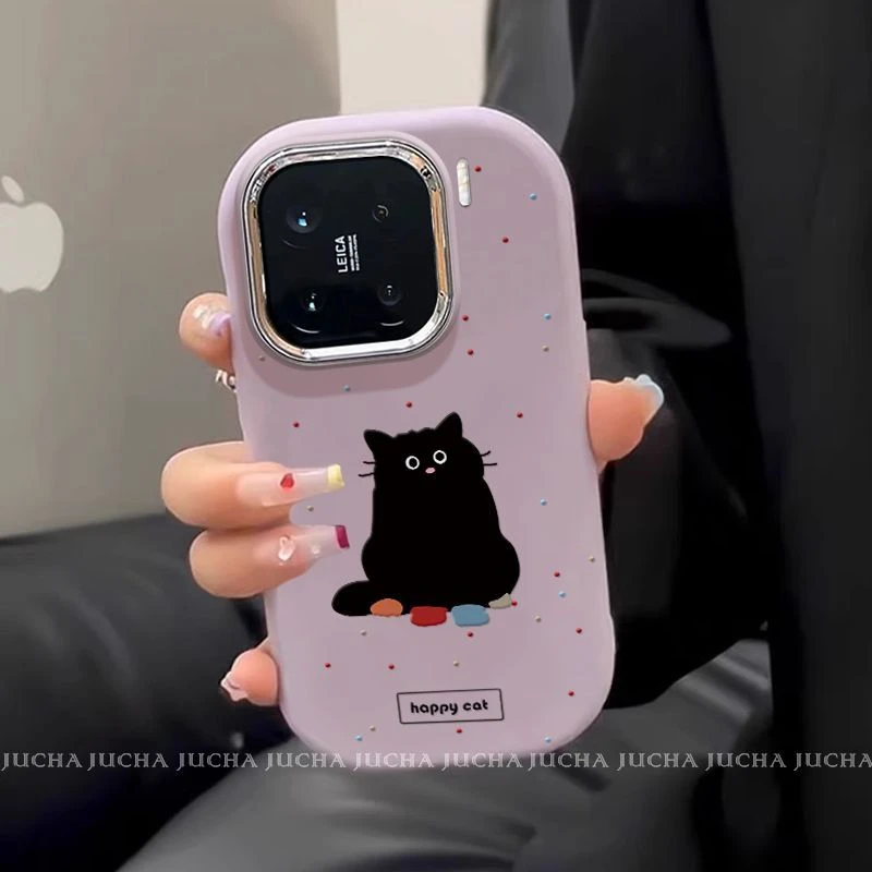 波点黑猫适用小米15手机壳新款防摔xiaomi14pro高级感全包外壳