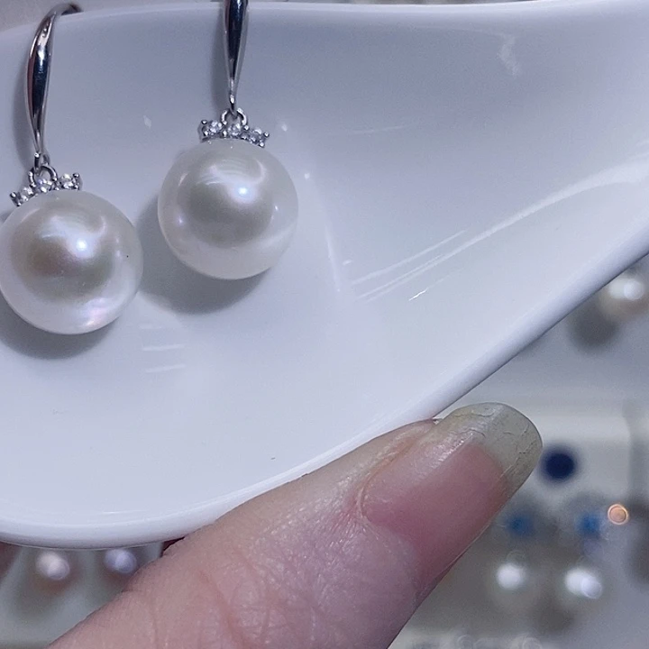 葱***敏淡水珍珠耳饰银S925镶嵌A