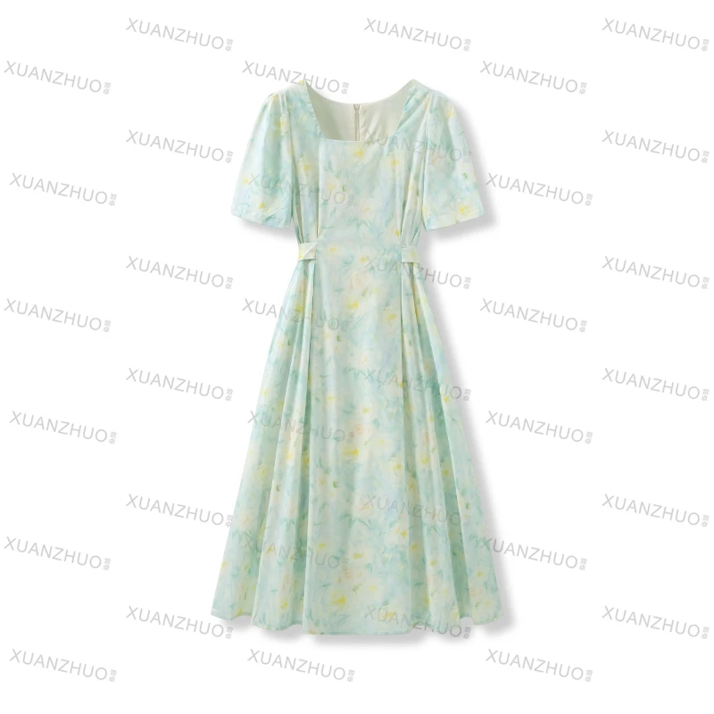 法式印花连衣裙女2025夏季新款收腰显瘦气质裙子ML08-H