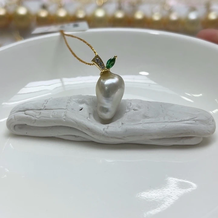 银S925镶嵌吊坠(不含链)海水珍珠Keshi 26号