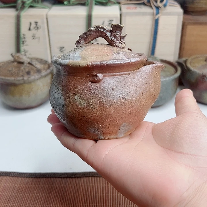 杯备前烧，佐藤苔助宝瓶，附箱