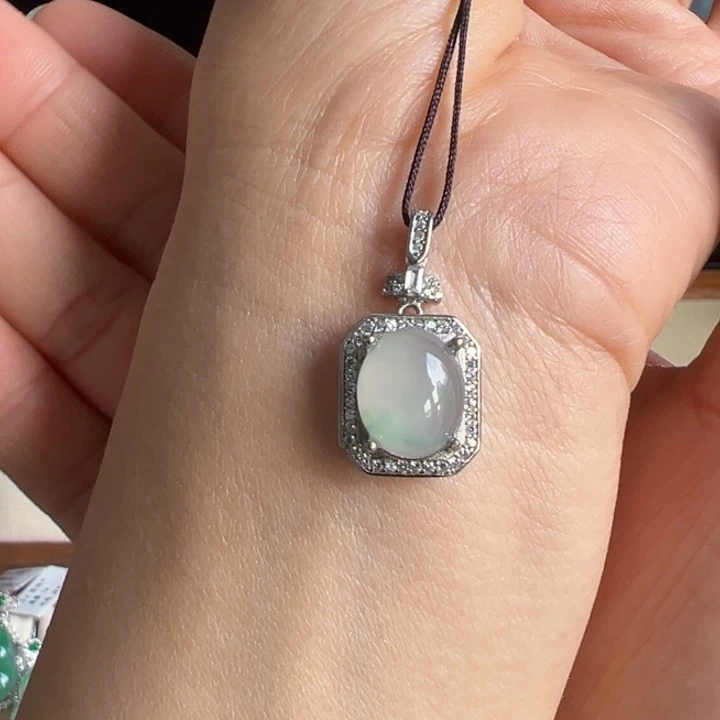 石英质玉银S925镀金镶嵌颈饰