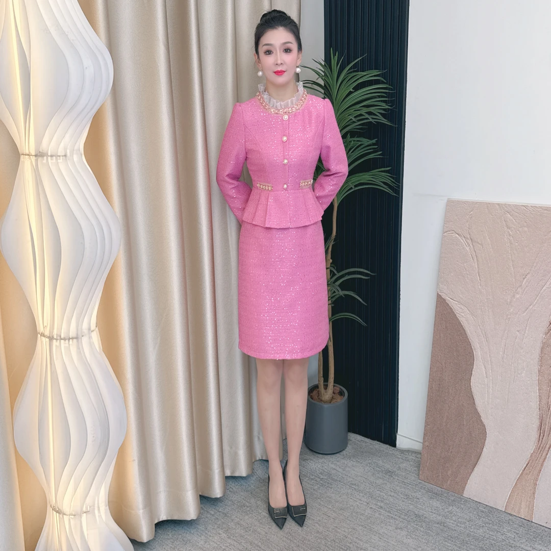 W754女装假两件显瘦气质轻奢时尚百搭复古收腰名媛显瘦修身