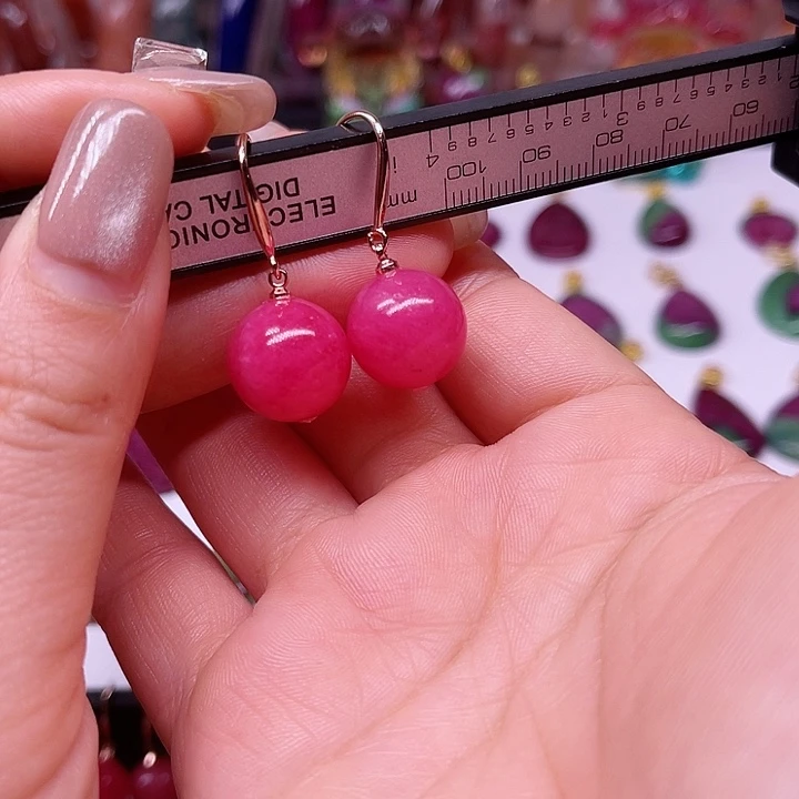 红宝石蔷薇耳坠14银S925镶嵌