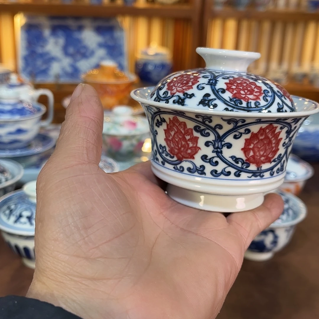 錡镇堂手工手绘盖碗