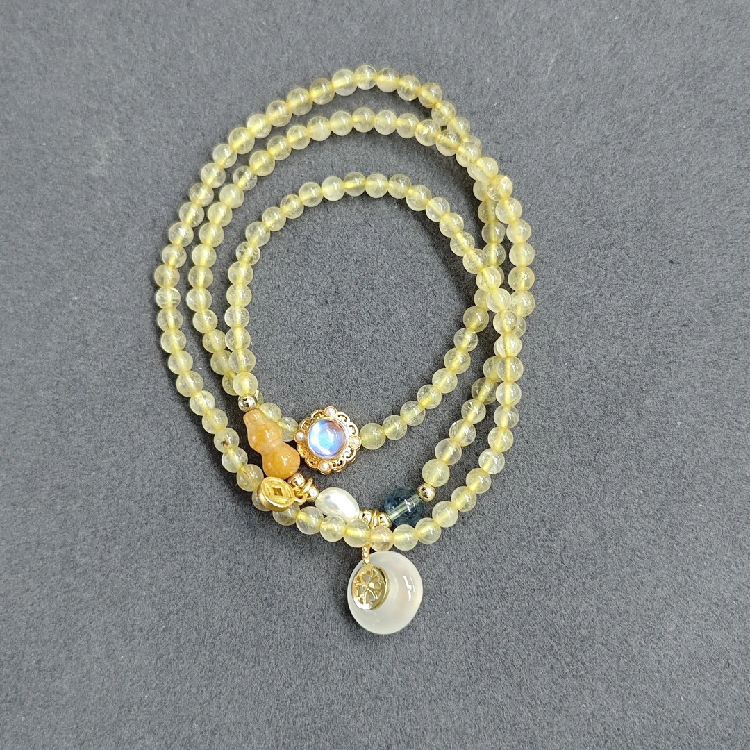 036金发晶三圈平安扣手链0000