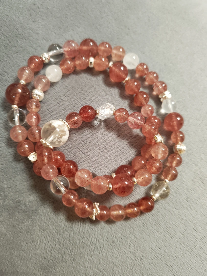 合金石英石手链 草莓三圈好看手链