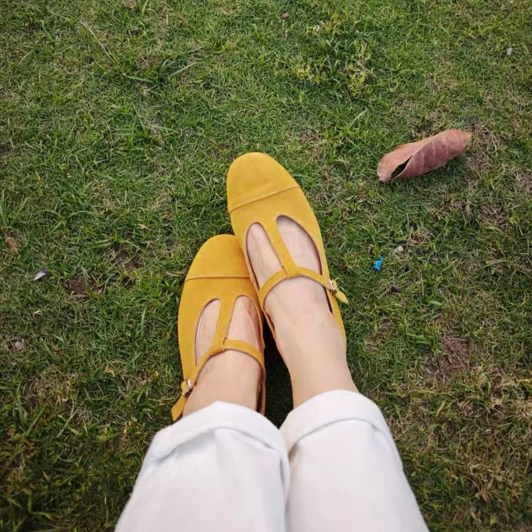 CK04舒适单鞋里外全皮复古风T带玛丽珍春秋平底低跟单鞋女