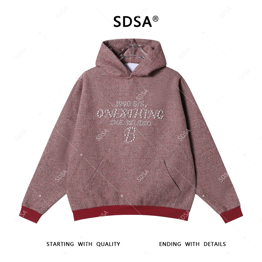 SDSA男士2025新款轻奢痞帅男装网红款撞色立体珠子字母连帽卫衣