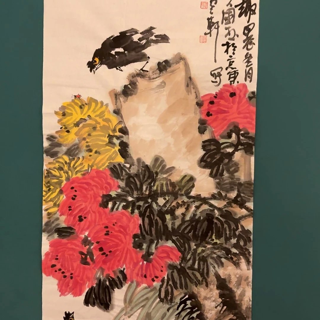 国画单老师画作画作