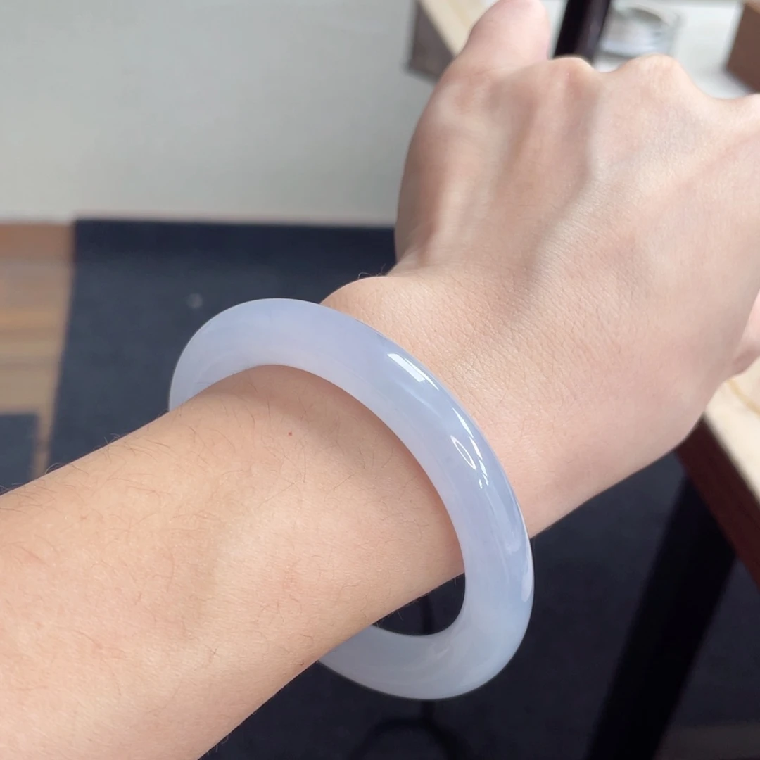 未镶嵌手镯翡翠55零毛孔水润蓝紫完美32号