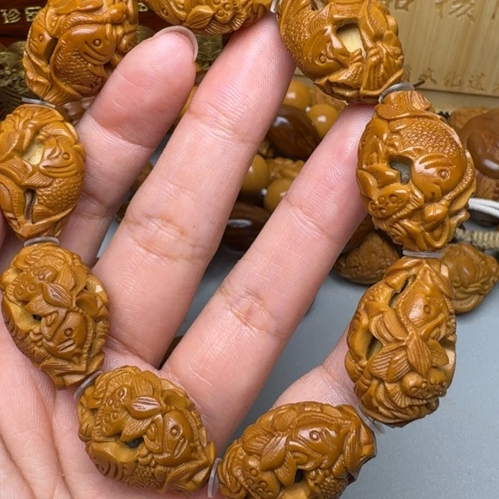 橄榄核手串/手链鱼戏莲花