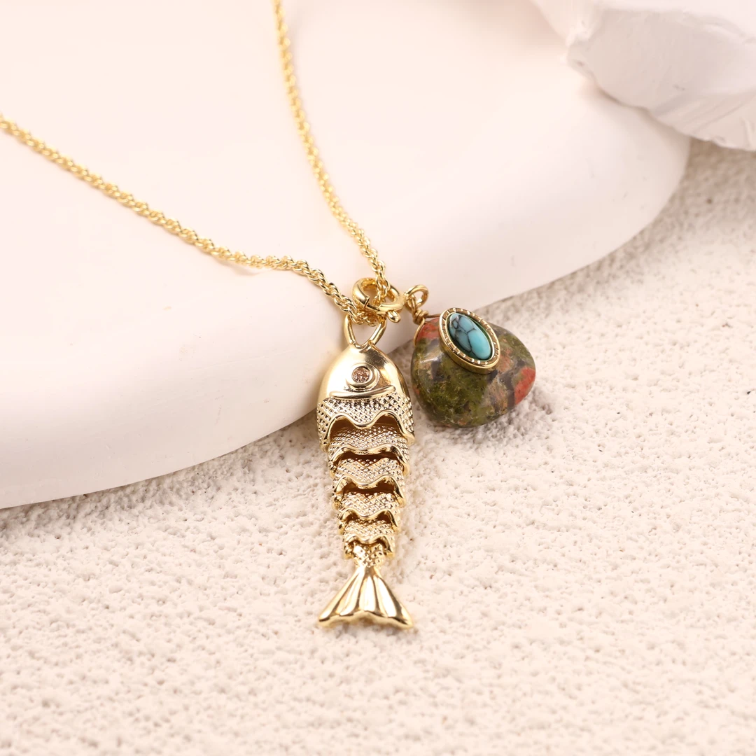 铜合金项链 铜合金树脂烟暖初妆项链Y088日常时尚百搭