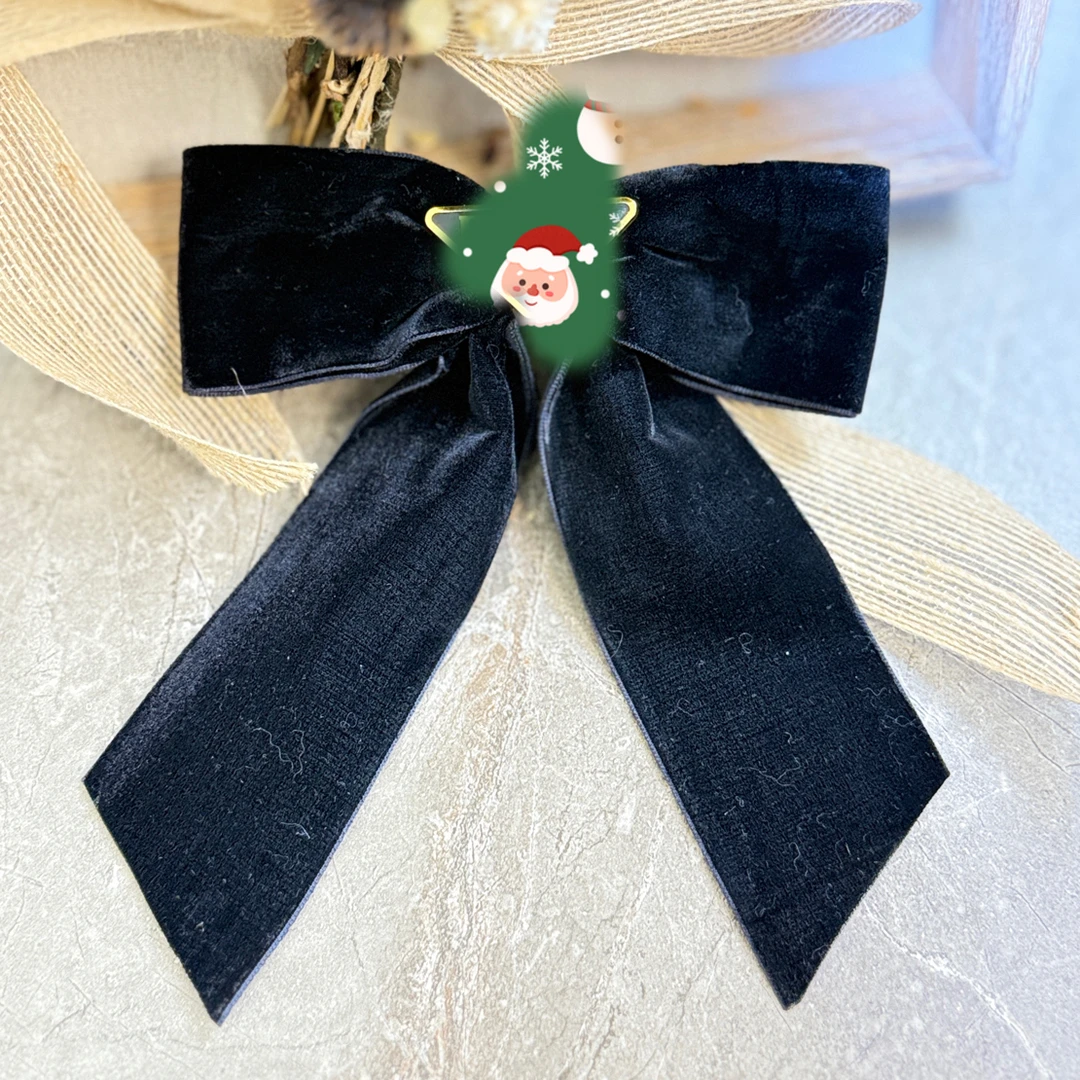 高级感黑色丝绒蝴蝶结发夹少女后脑勺盘发边夹发饰