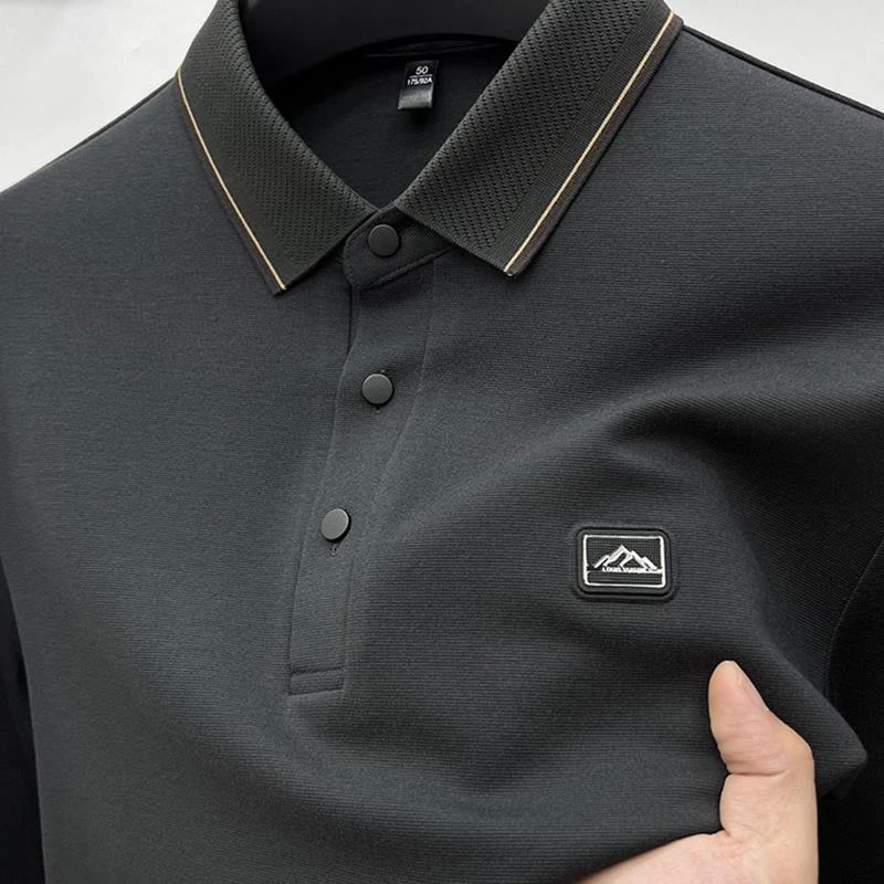 【TQUX港奢男装】秋冬中年长袖T恤男翻领含羊毛大尺码polo衫老年