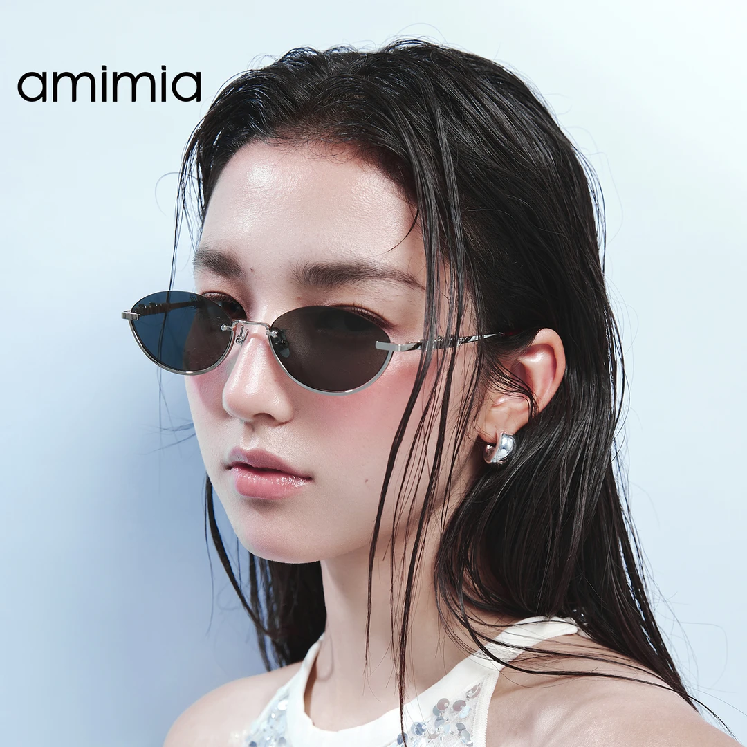 amimia半框猫眼墨镜Moon 时尚个性金属防紫外线太阳镜