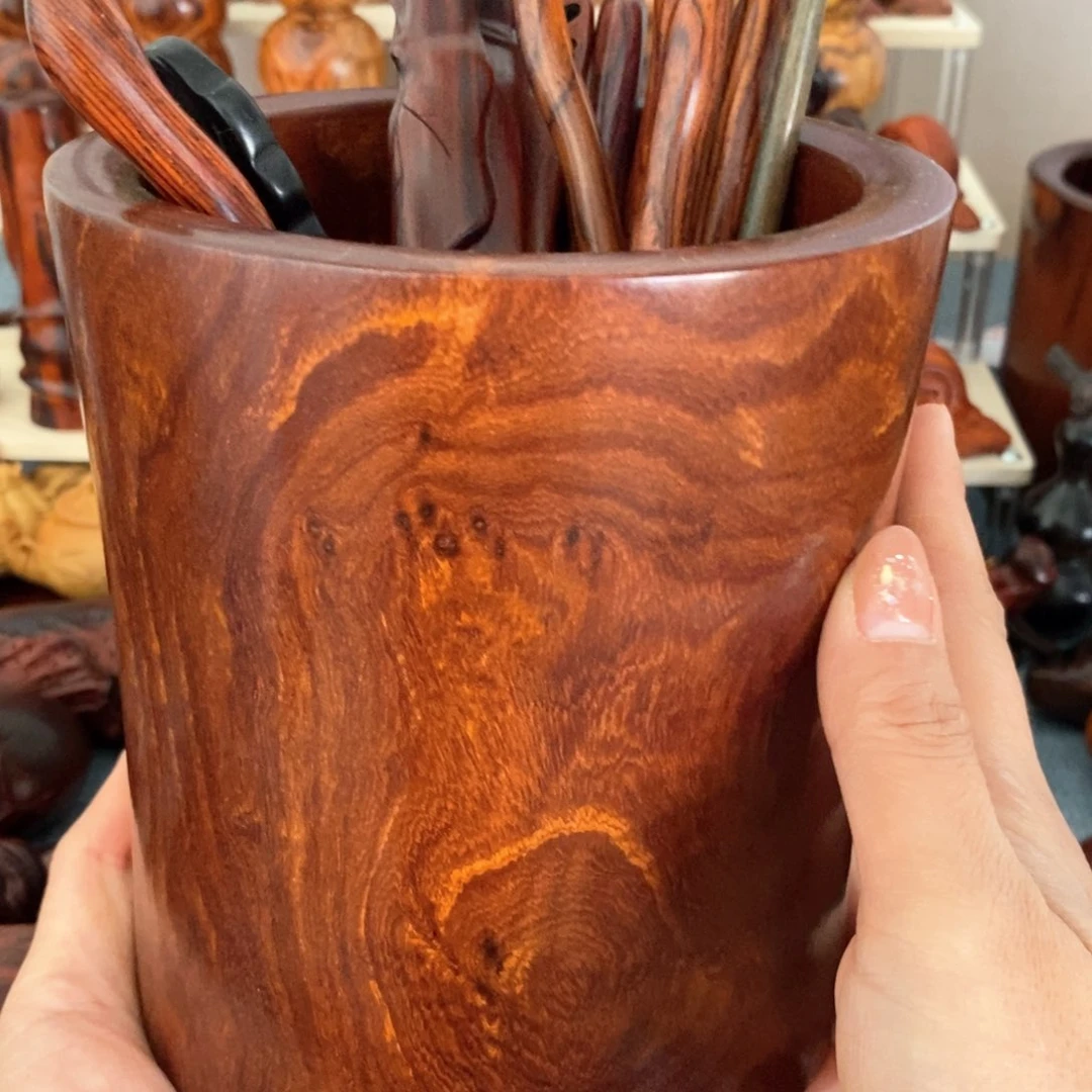 木小叶红檀大笔筒收纳