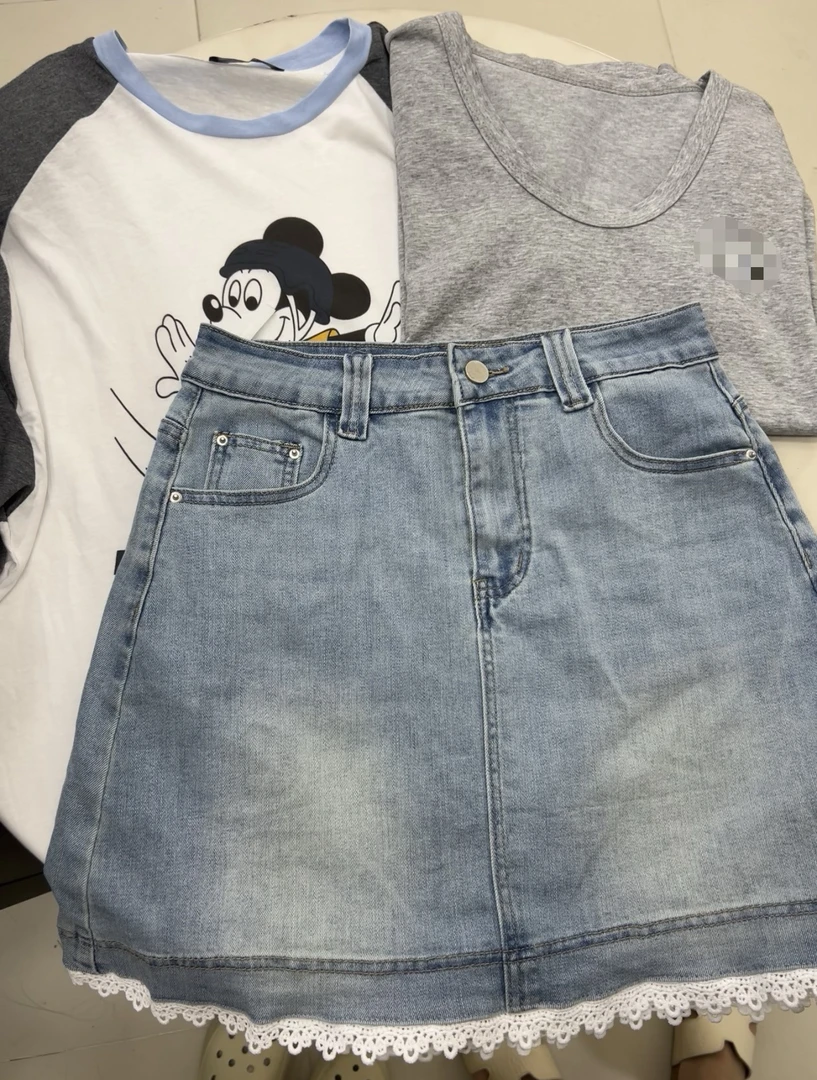 七月女装 夏日氛围超美蕾丝边牛仔短裙