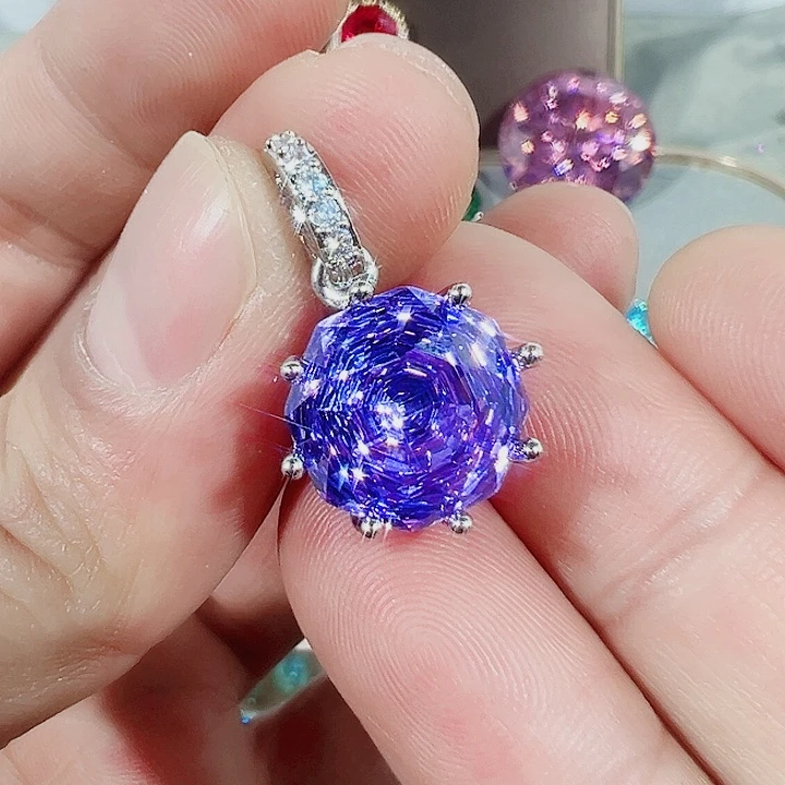 非金属红色蓝色满镶嵌吊坠戒指