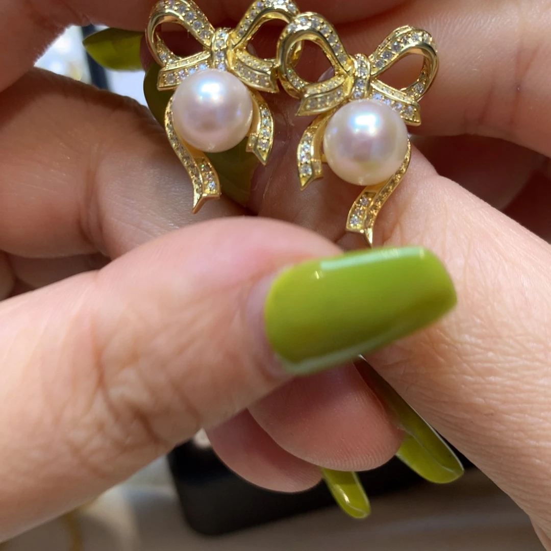 银S925镶嵌海水珍珠耳饰