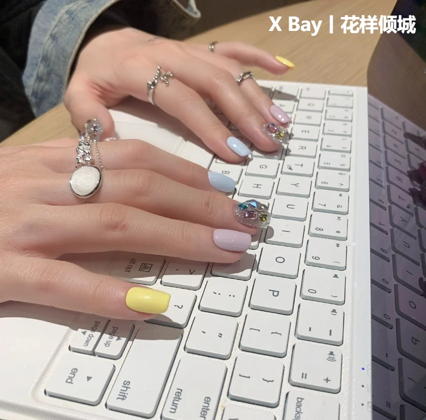 花样倾城丨手工穿戴甲·秋冬马卡龙高级配色美甲日常短甲14片升级