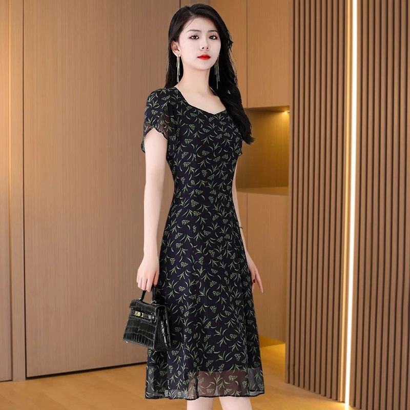 气质洋气连衣裙女夏季2025新款十三行爆款高端轻奢华品牌雪纺裙子