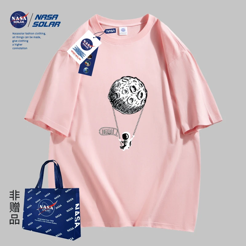 NASA官方新款卡通月球宇航员印花上衣日常休闲百搭宽松短袖T恤
