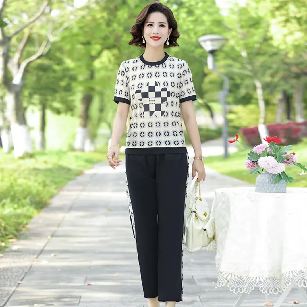 8794-时尚减龄气质中老年女士套装新款妈妈装夏季运动套装B16-2-3