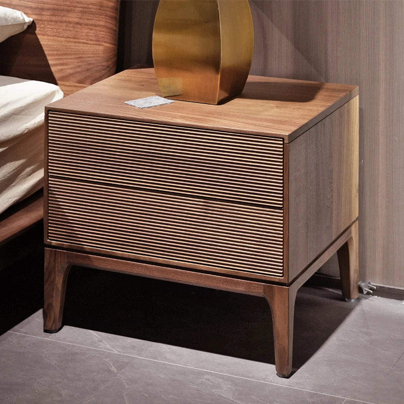 臻致美G北美黑胡桃双抽床头柜