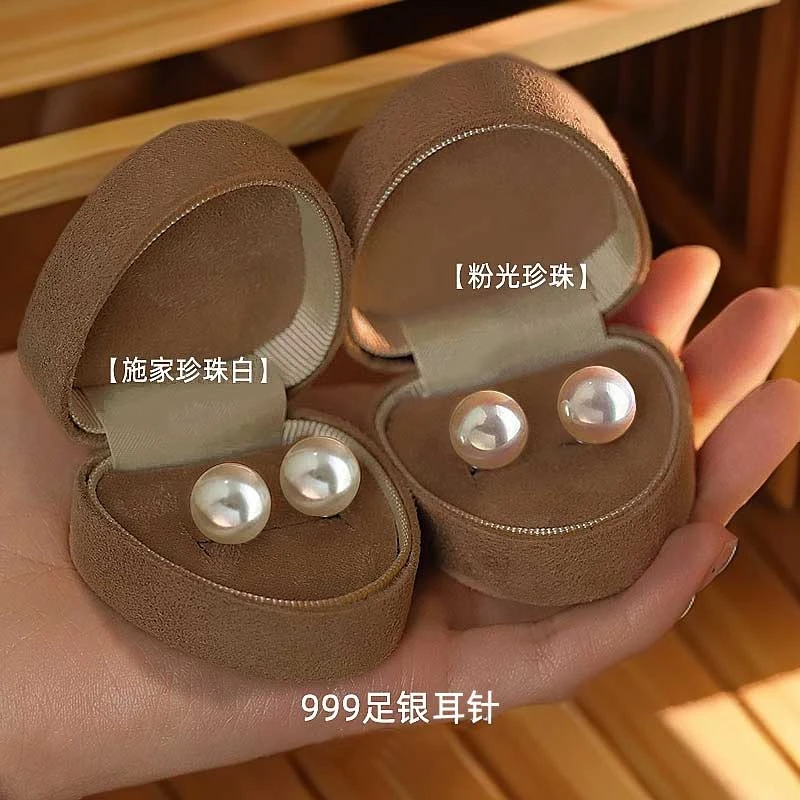 足银耳饰 999银饰法式复古耳钉女甜美仿珍珠耳饰气质精致耳环爆款