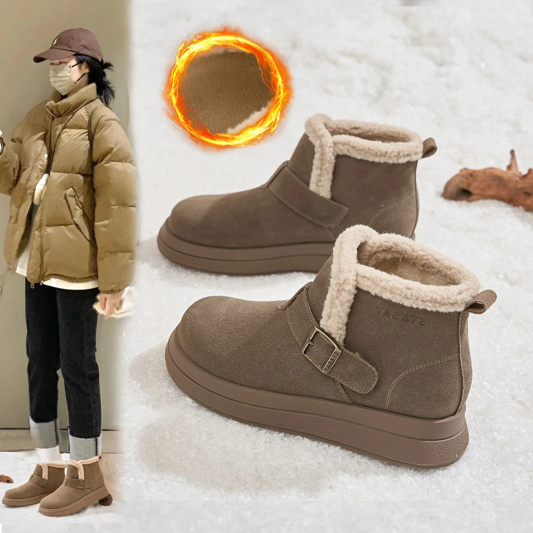 星期六｜【厚绒保暖】秋冬加绒棉鞋女毛毛靴子女平底勃肯短靴女雪