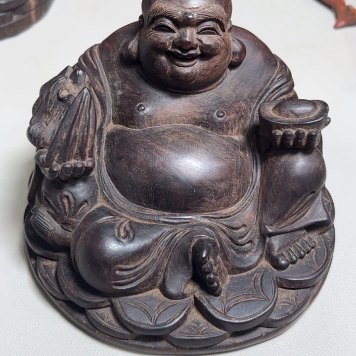 缘***大红酸枝木弥勒摆件