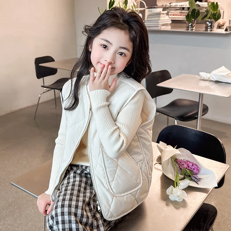 秋冬款儿童一体绗棉加绒马甲时尚内外穿洋气坎肩男女童韩版背心