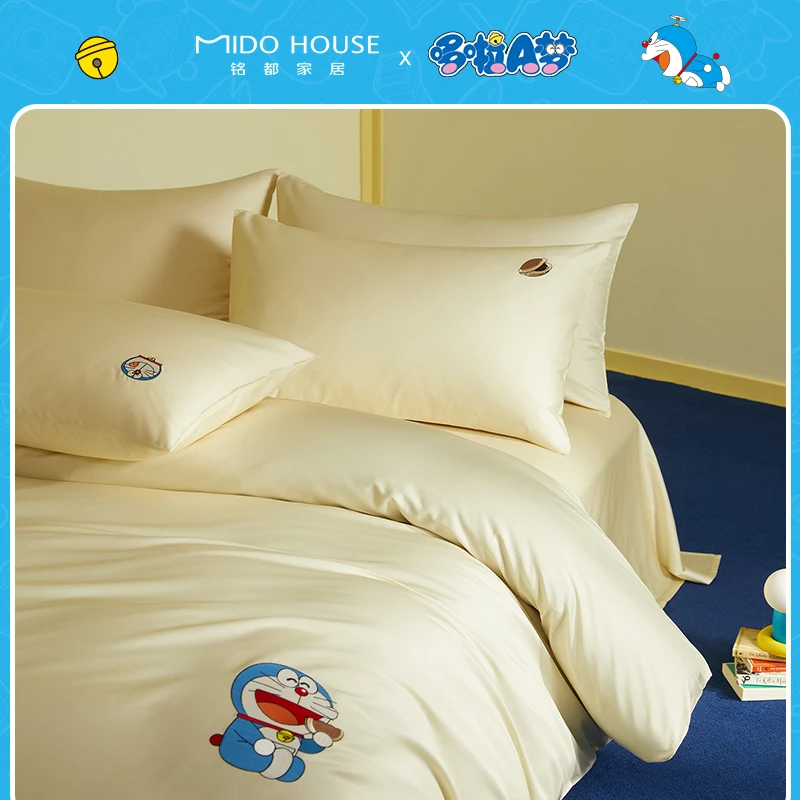 MIDOHOUSE「铜锣烧」铭都&哆啦A梦联名款床上四件套60支全棉床品