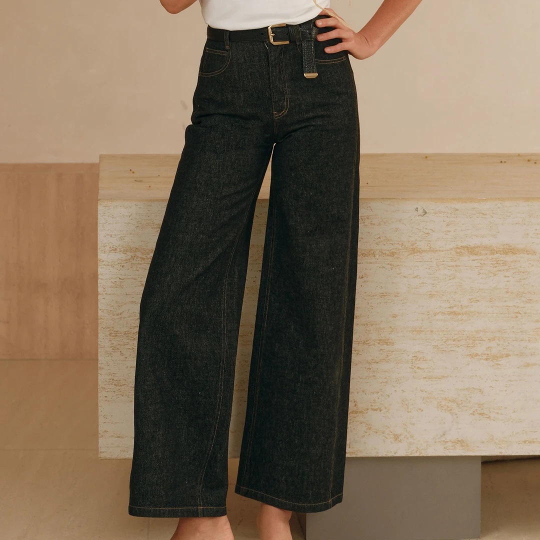 罕山 纯棉 女士土耳其原色大长腿牛仔裤时尚休闲高腰显瘦百搭