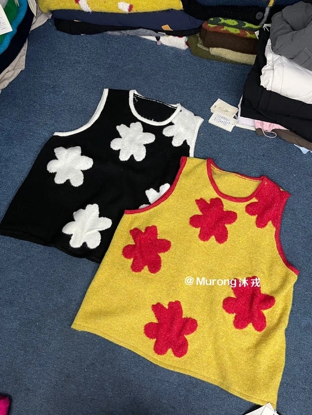 MR#81011#彩色花朵针织马甲 FL