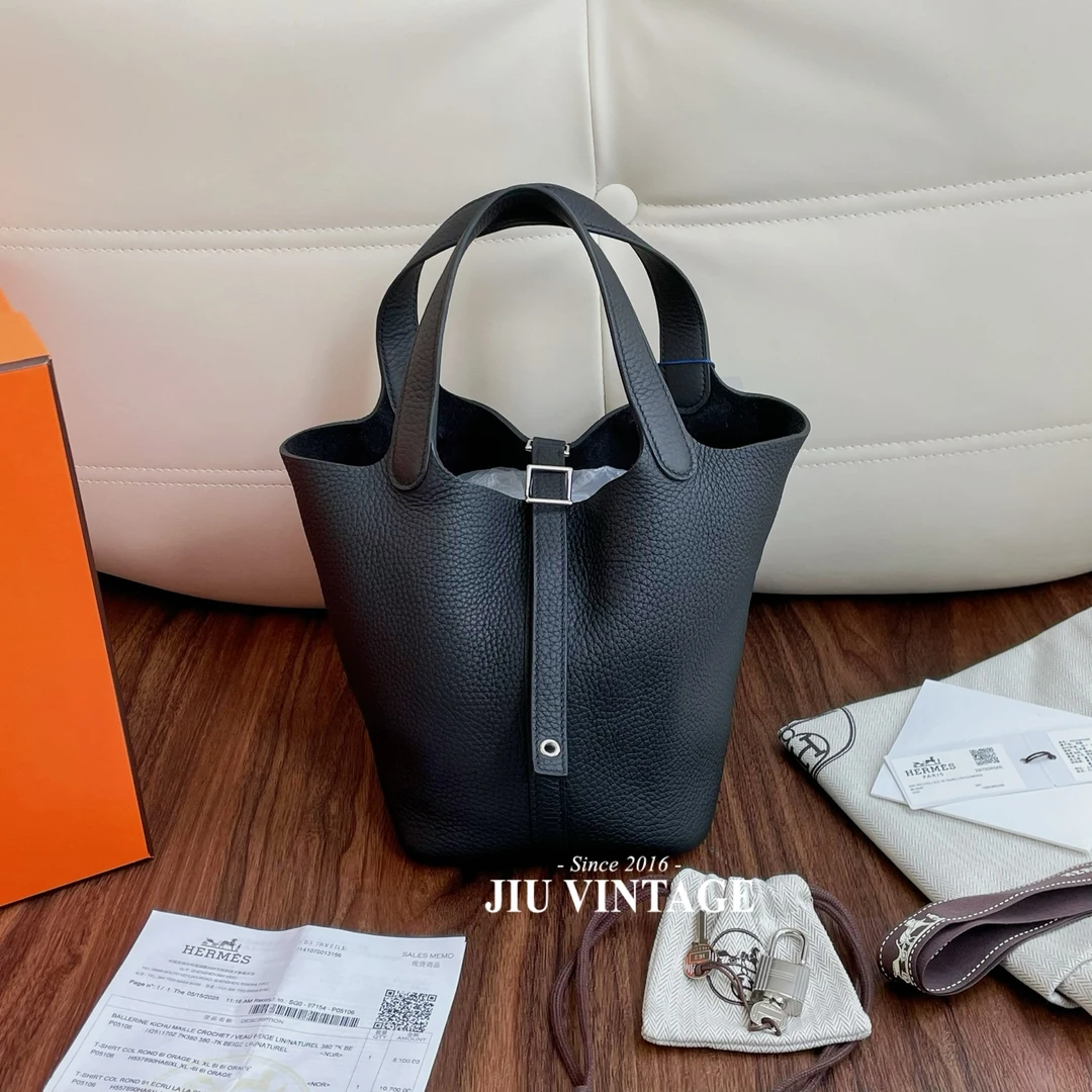 99新 Hermes/爱马仕 黑银18菜篮子闲置K刻全套5月票BJM12-2030