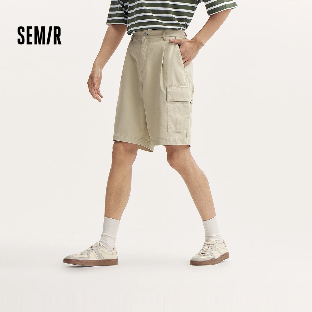 森马休闲中裤男大口袋工装裤宽松直筒裤夏季五分裤子棉质时尚百搭