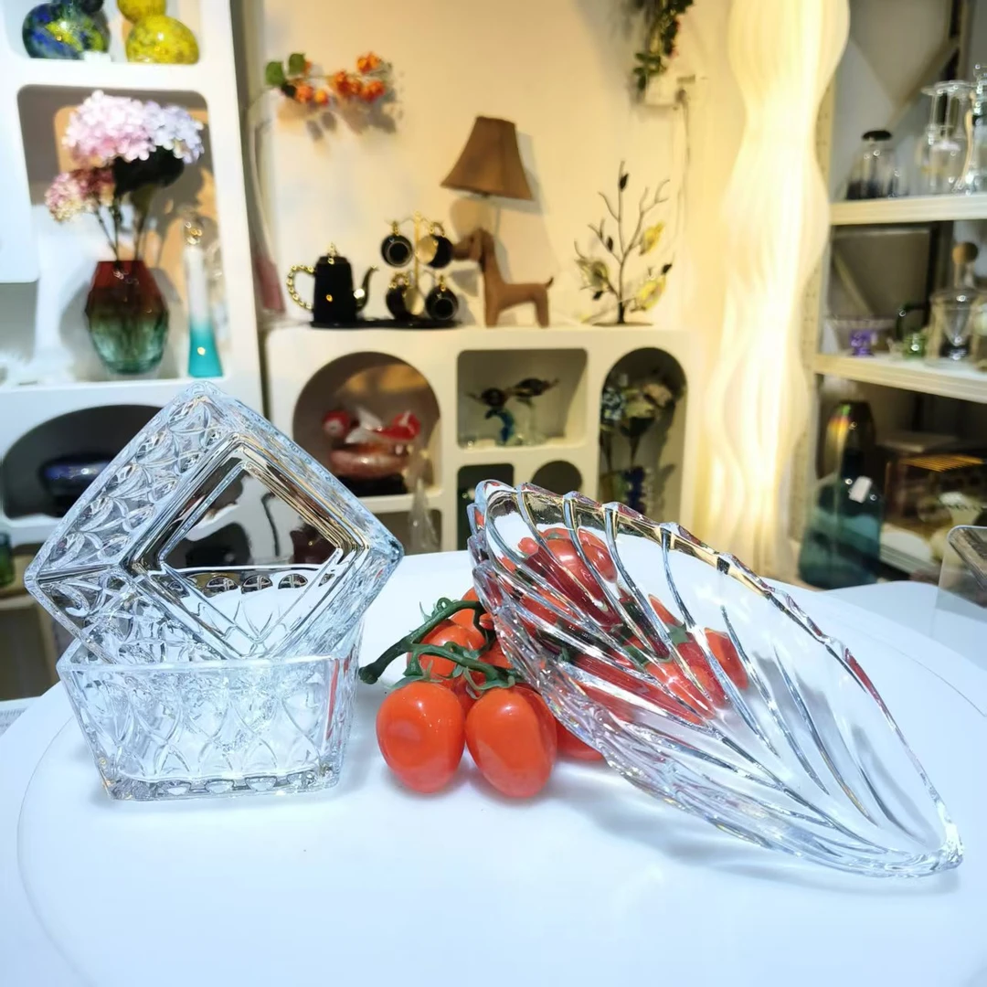 惊喜家简约ins风四方XO纹冰淇淋碗高档雪糕杯树叶水果盘干果盘