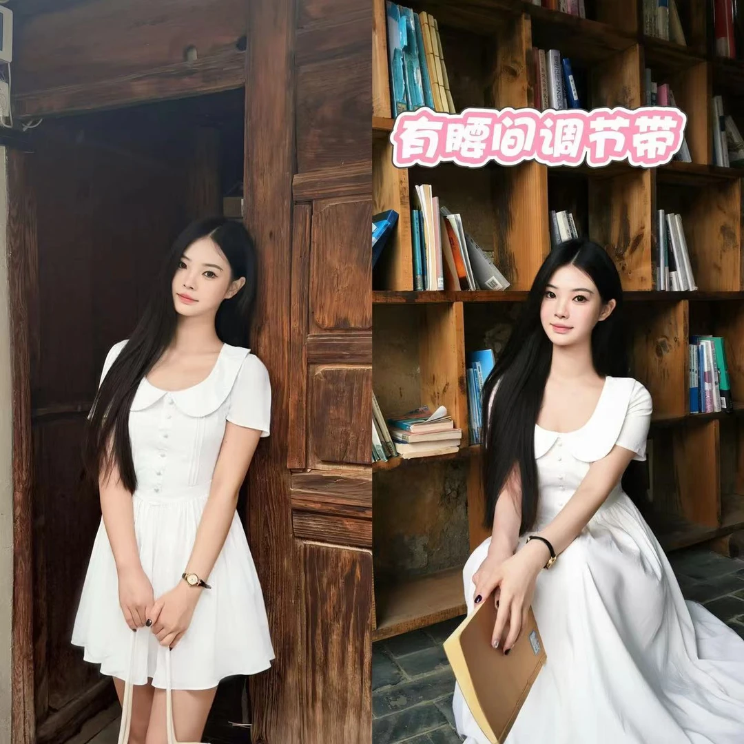 刘婆子店铺款【白茶少女】法式娃娃领精致收腰修身连衣裙D1931#