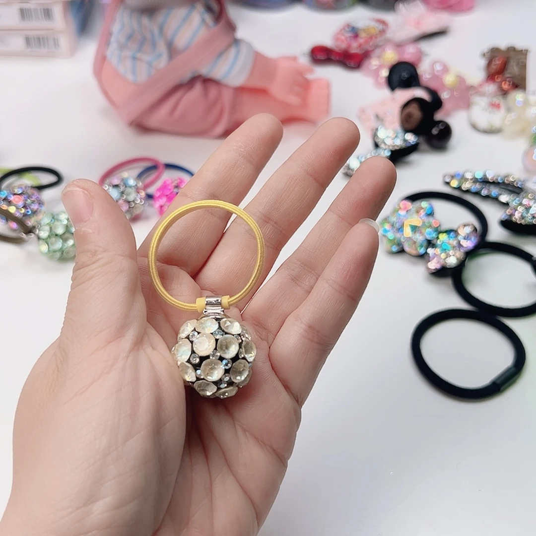 黄色摩卡钻球发圈 儿童