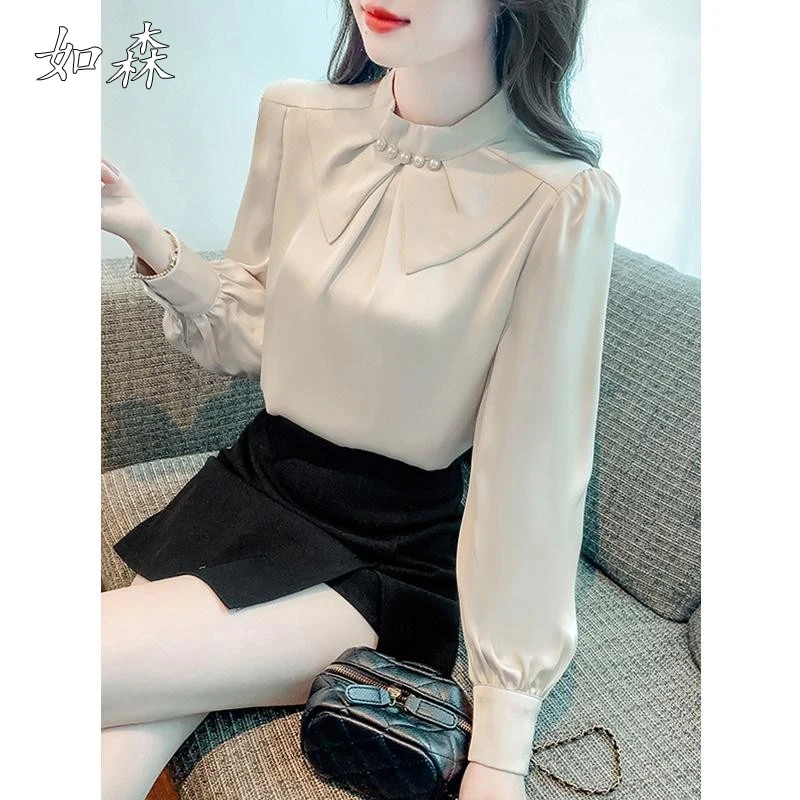 气质衬衫女士轻奢高级感洋气别致小衫春季雪纺上衣2025新款打底衫