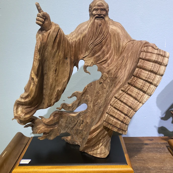 香樟木人物雕刻摆件